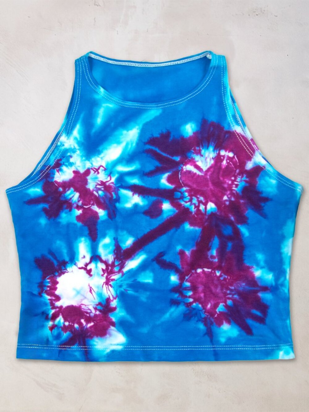 NWT Eve Tie Dye Crop Top Blue Pink Cotton Yoga Cropped Shirt
